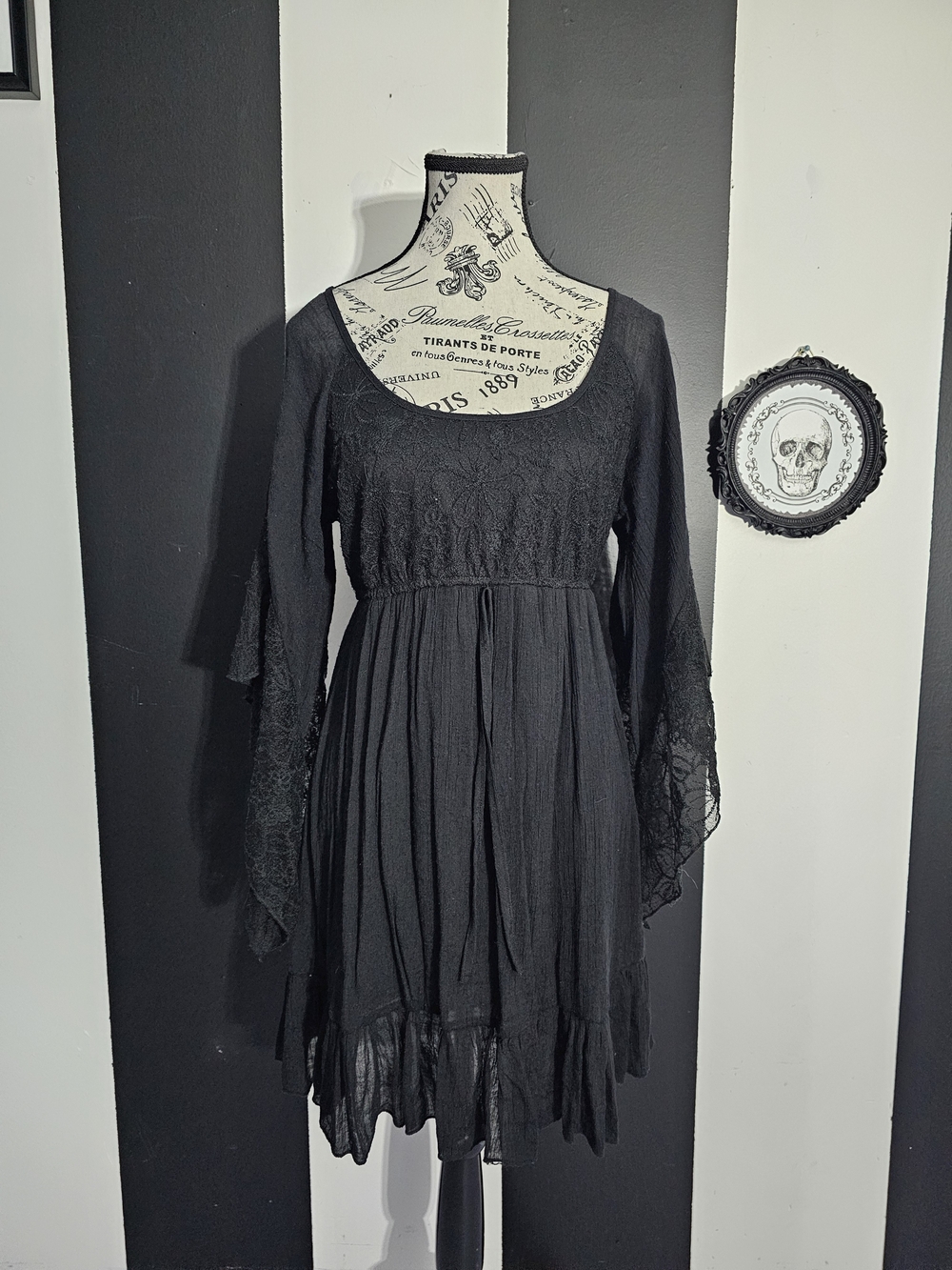 Rebellion Black Lace-Detail Mini Dress